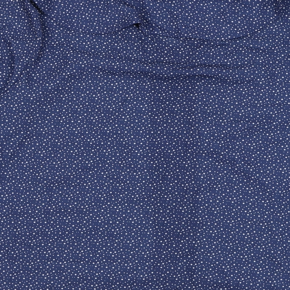 Kaleidoscope Womens Blue Polka Dot Polyester Basic Blouse Size 14 V-Neck