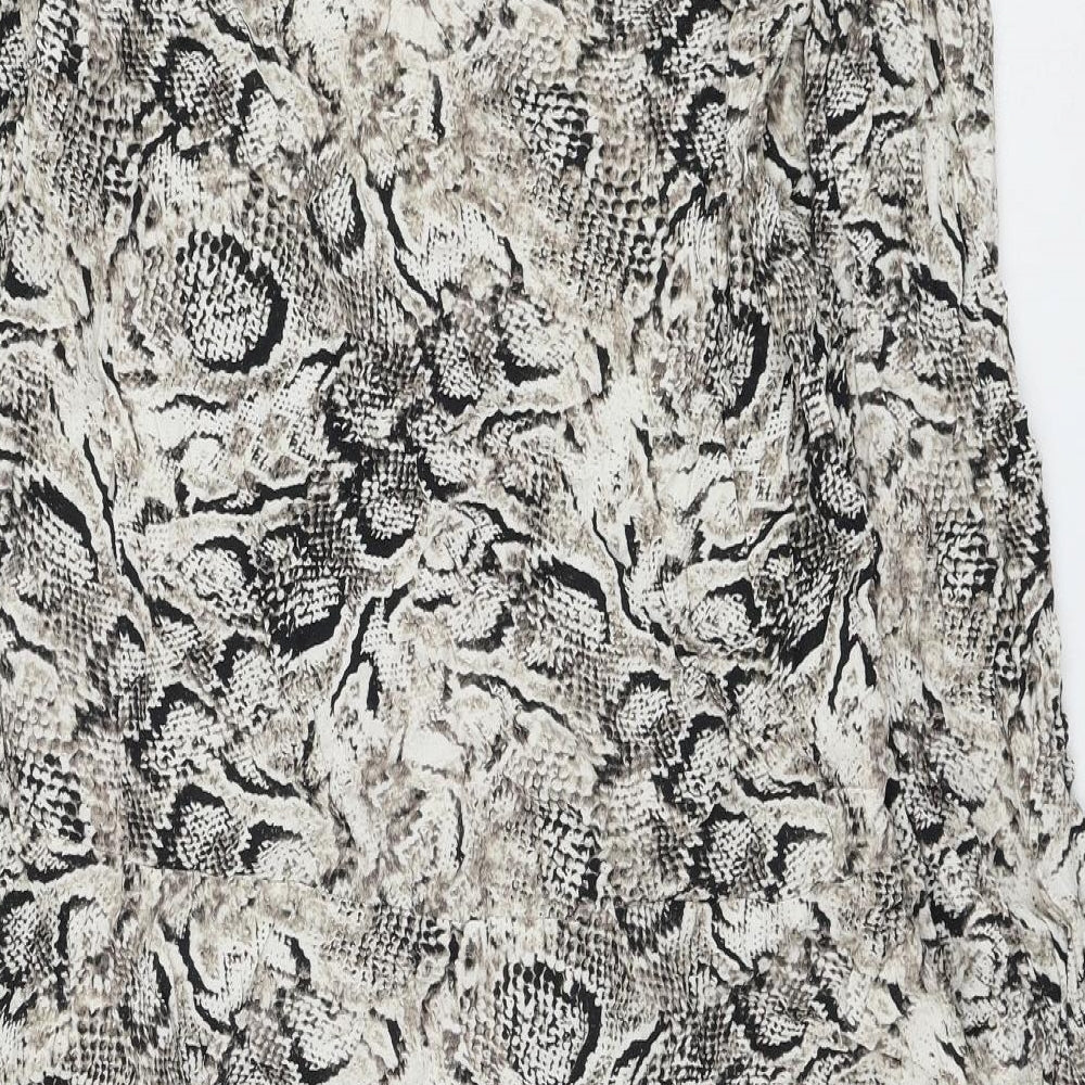 Marks & Spencer Womens Beige Animal Print Viscose Shift Size M V-Neck Pullover - Snake Print