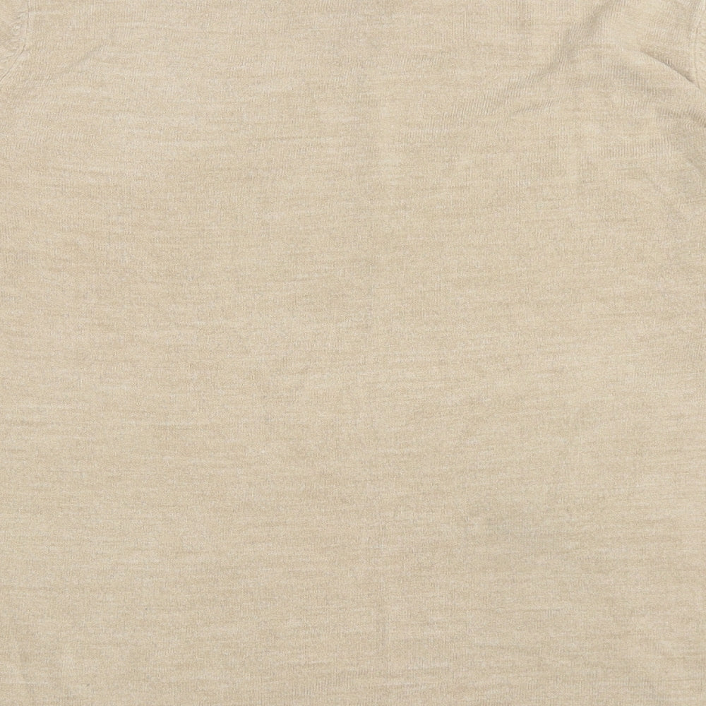 Bonmarché Womens Beige Mock Neck Acrylic Pullover Jumper Size M