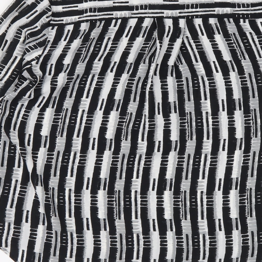 NEXT Womens Black Geometric Polyester Basic Button-Up Size 6 Round Neck