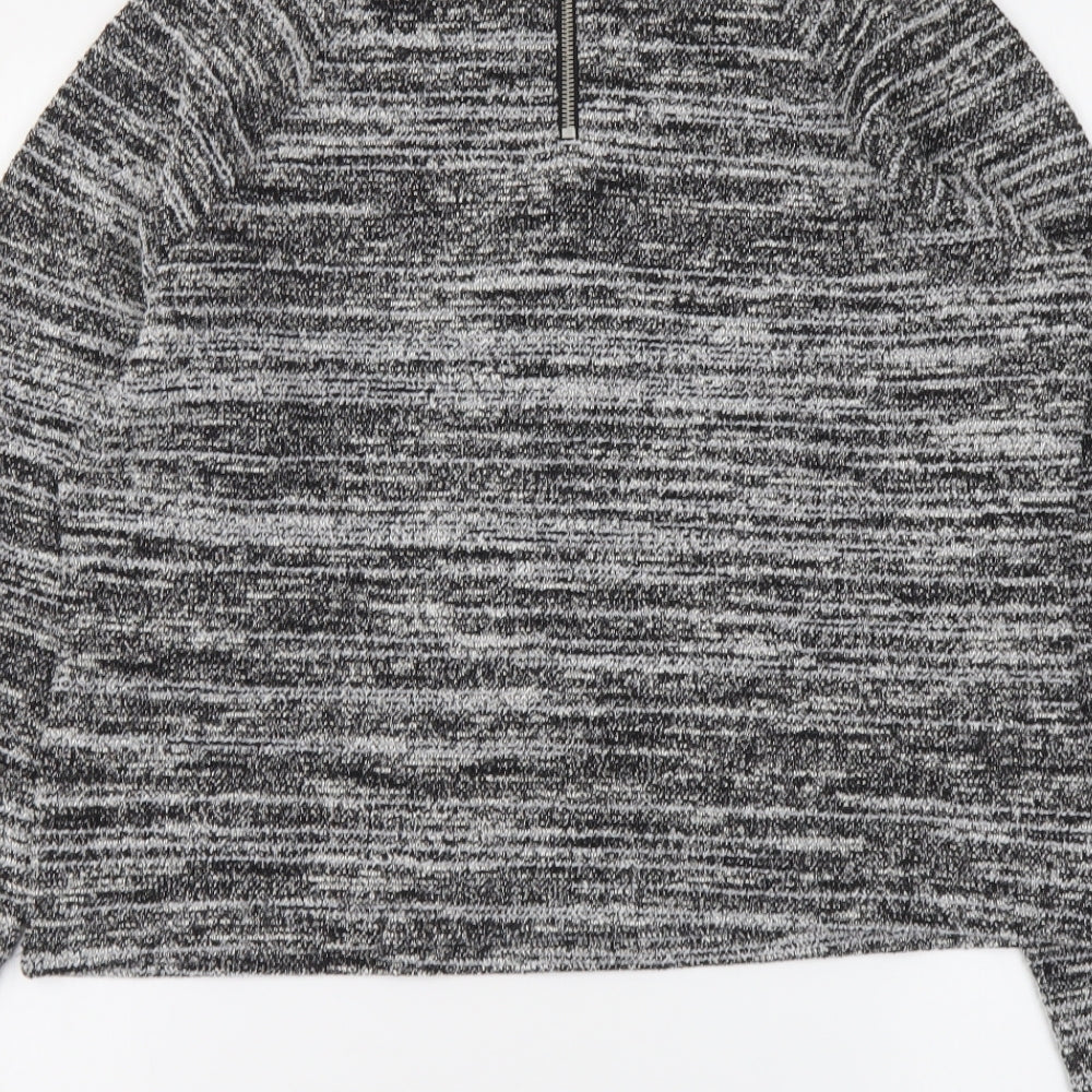 Marks & Spencer Womens Grey Polyester Basic Blouse Size 12 Round Neck