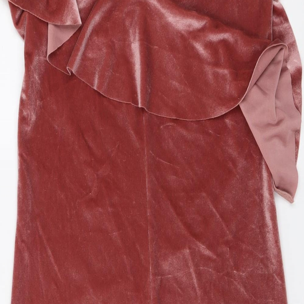 River Island Womens Pink Polyester Mini Size 10 V-Neck Pullover