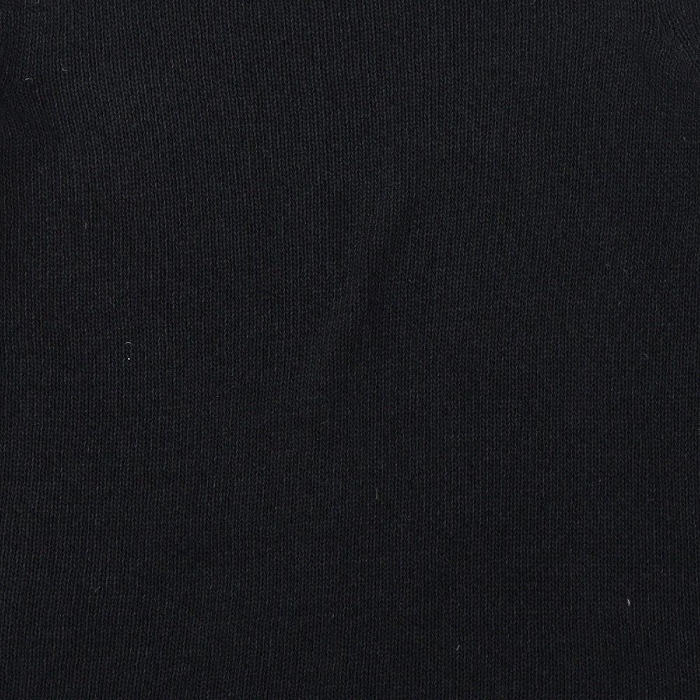 Zara Womens Black Round Neck Herringbone Polyester Pullover Jumper Size M