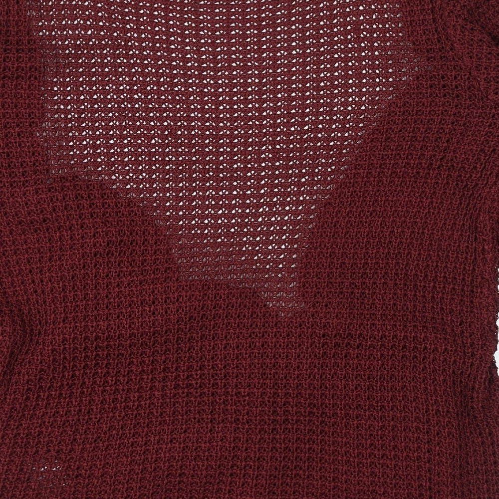 MANDI Womens Red V-Neck Polyester Cardigan Jumper Size 12