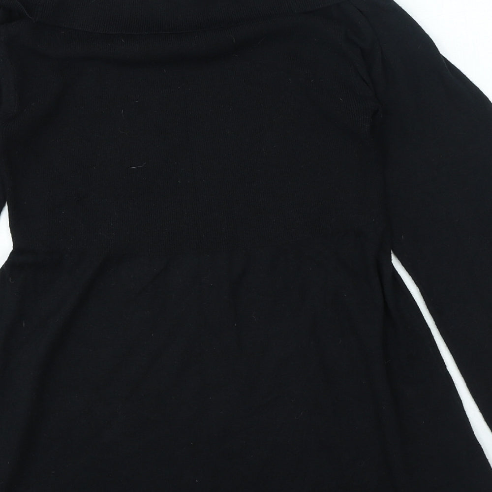 Marks & Spencer Womens Black Viscose A-Line Size 10 Boat Neck Pullover