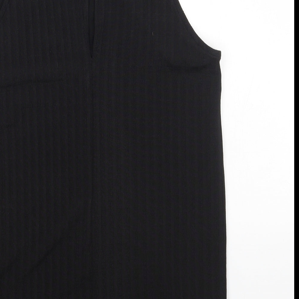 Marks & Spencer Womens Black Polyester Basic T-Shirt Size 6 High Neck