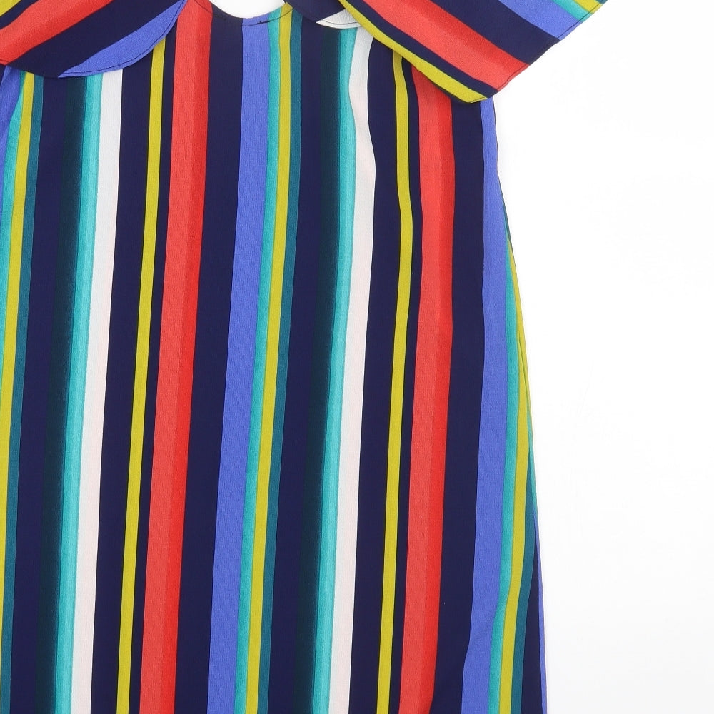Papaya Womens Multicoloured Striped Polyester Basic Blouse Size 12 Off the Shoulder