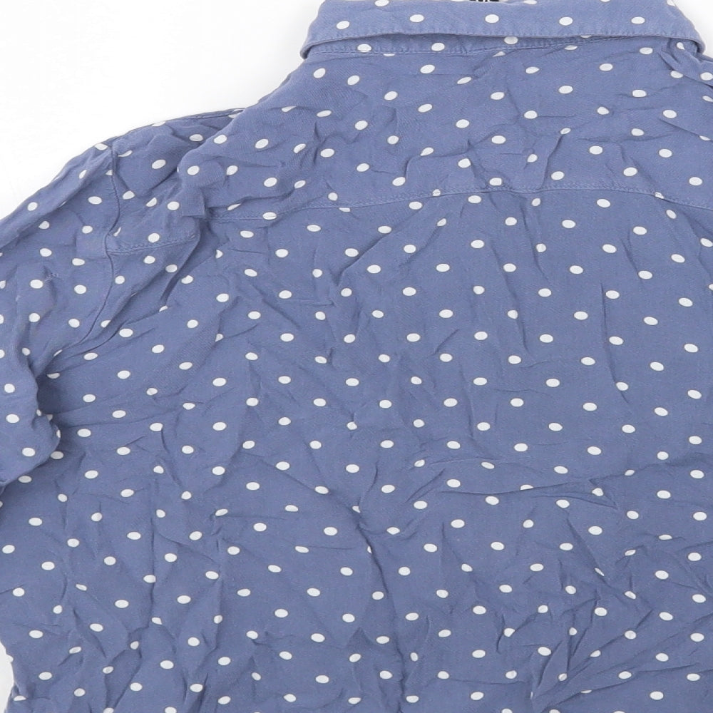 Divided by H&M Womens Blue Polka Dot Viscose Basic Button-Up Size 10 Collared