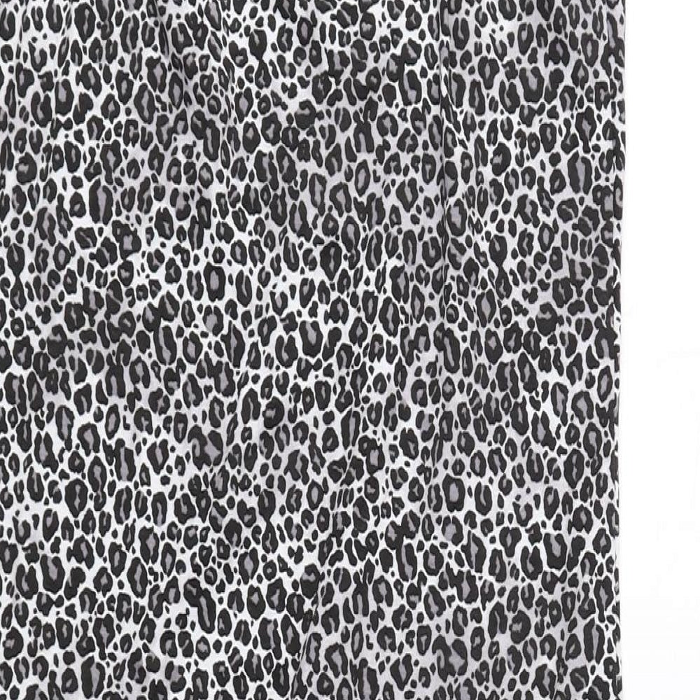 PRETTYLITTLETHING Womens Black Animal Print Polyester Tank Dress Size 12 Sweetheart Pullover - Cheetah Print