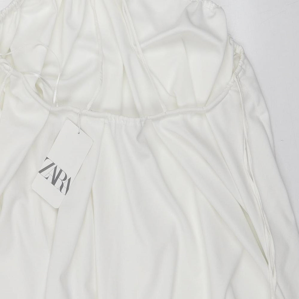 Zara Womens White Polyester Tank Dress Size S Halter Pullover