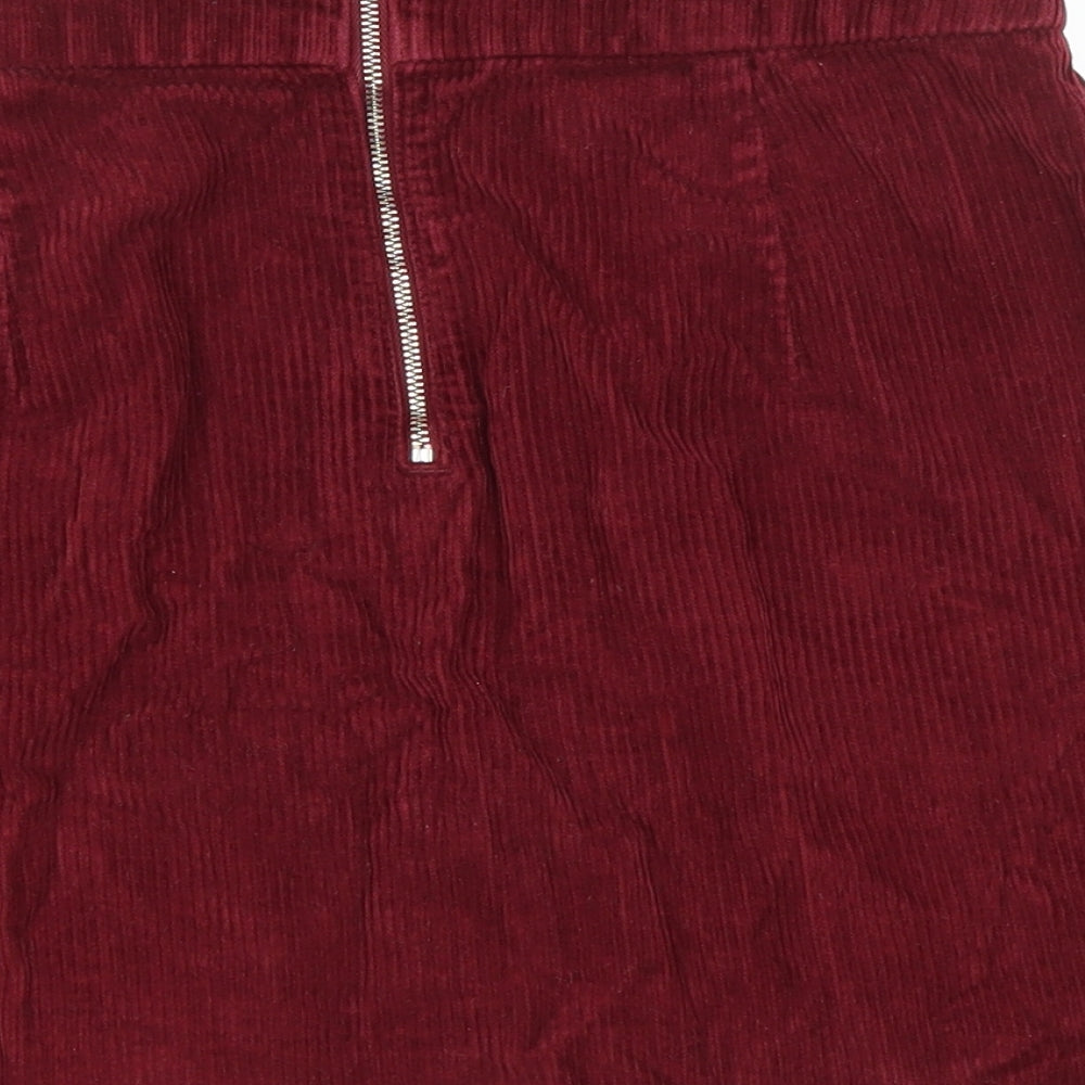 Topshop Womens Red Cotton A-Line Skirt Size 30 in Zip