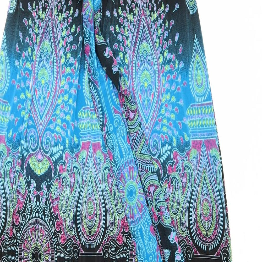Select Womens Multicoloured Geometric Polyester Fit & Flare Size 10 Halter Pullover