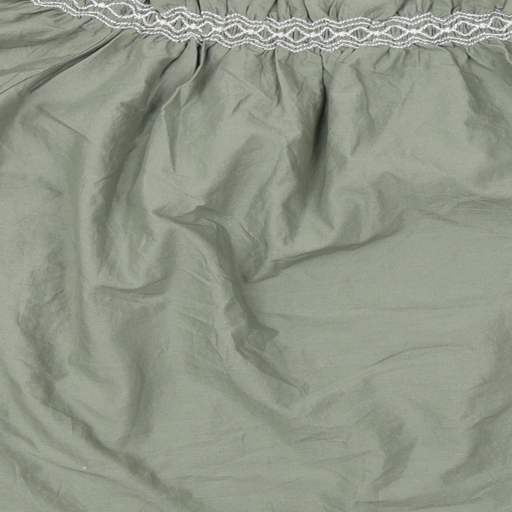 Marks & Spencer Womens Green Cotton Basic Blouse Size 10 Off the Shoulder