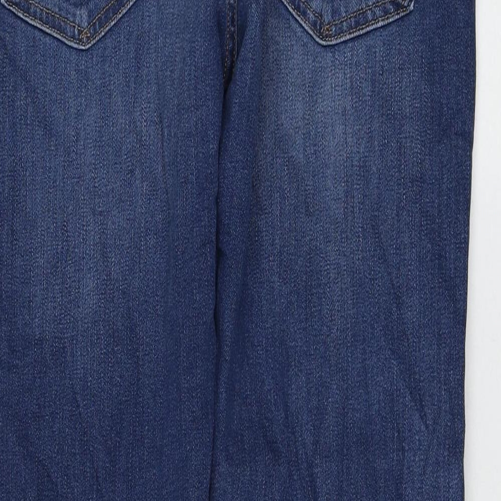 Marks and Spencer Womens Blue Cotton Straight Jeans Size 32 in L29 in Regular Zip