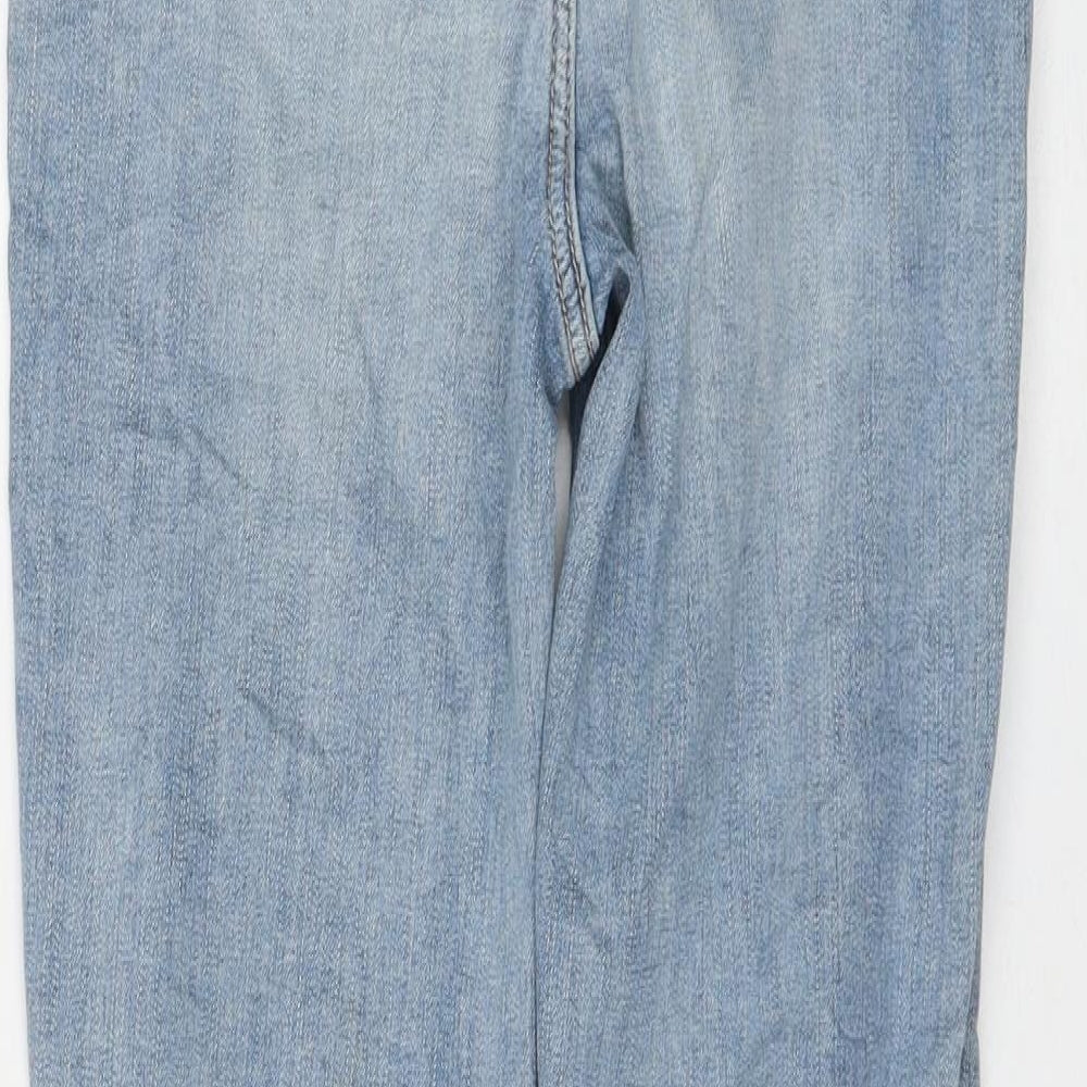 Marks & Spencer Womens Blue Cotton Skinny Jeans Size 8 L26 in Regular Zip