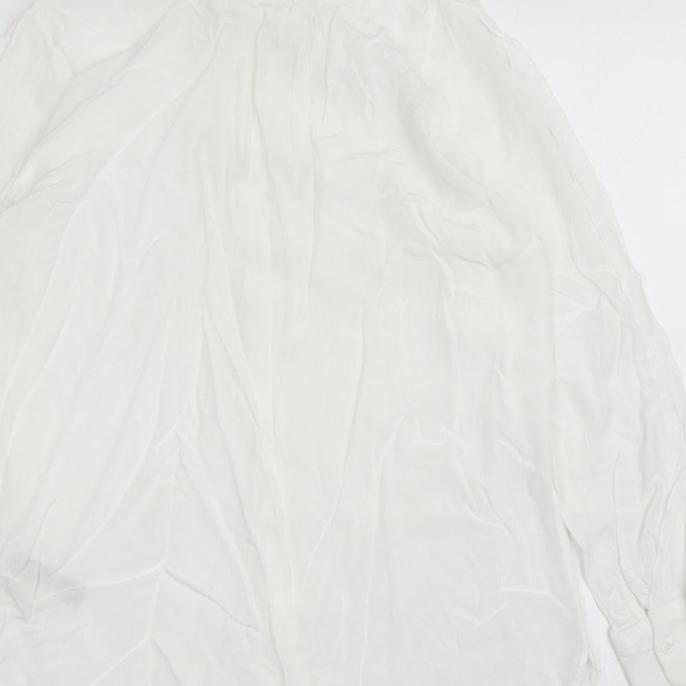 Marks & Spencer Womens White Viscose Basic Button-Up Size 12 Collared