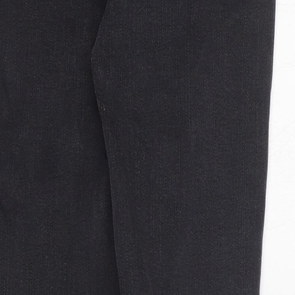 Marks & Spencer Womens Grey Striped Cotton Skinny Jeans Size 8 L25 in Regular Zip