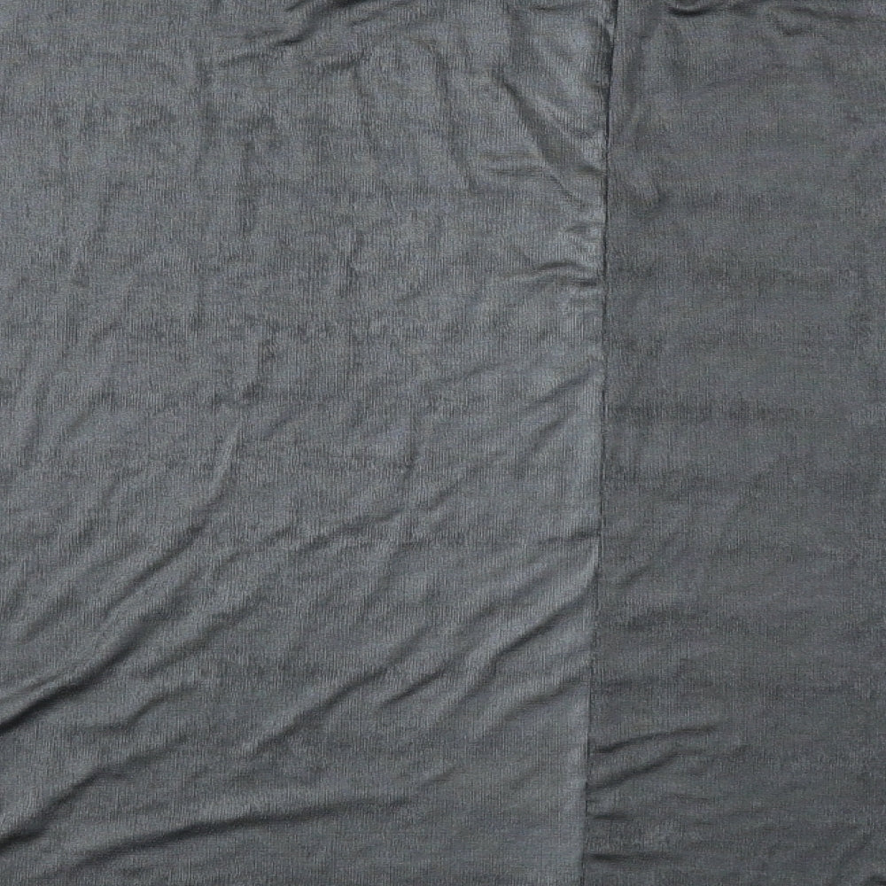Preworn Womens Grey Polyester Basic Blouse Size 14 Round Neck
