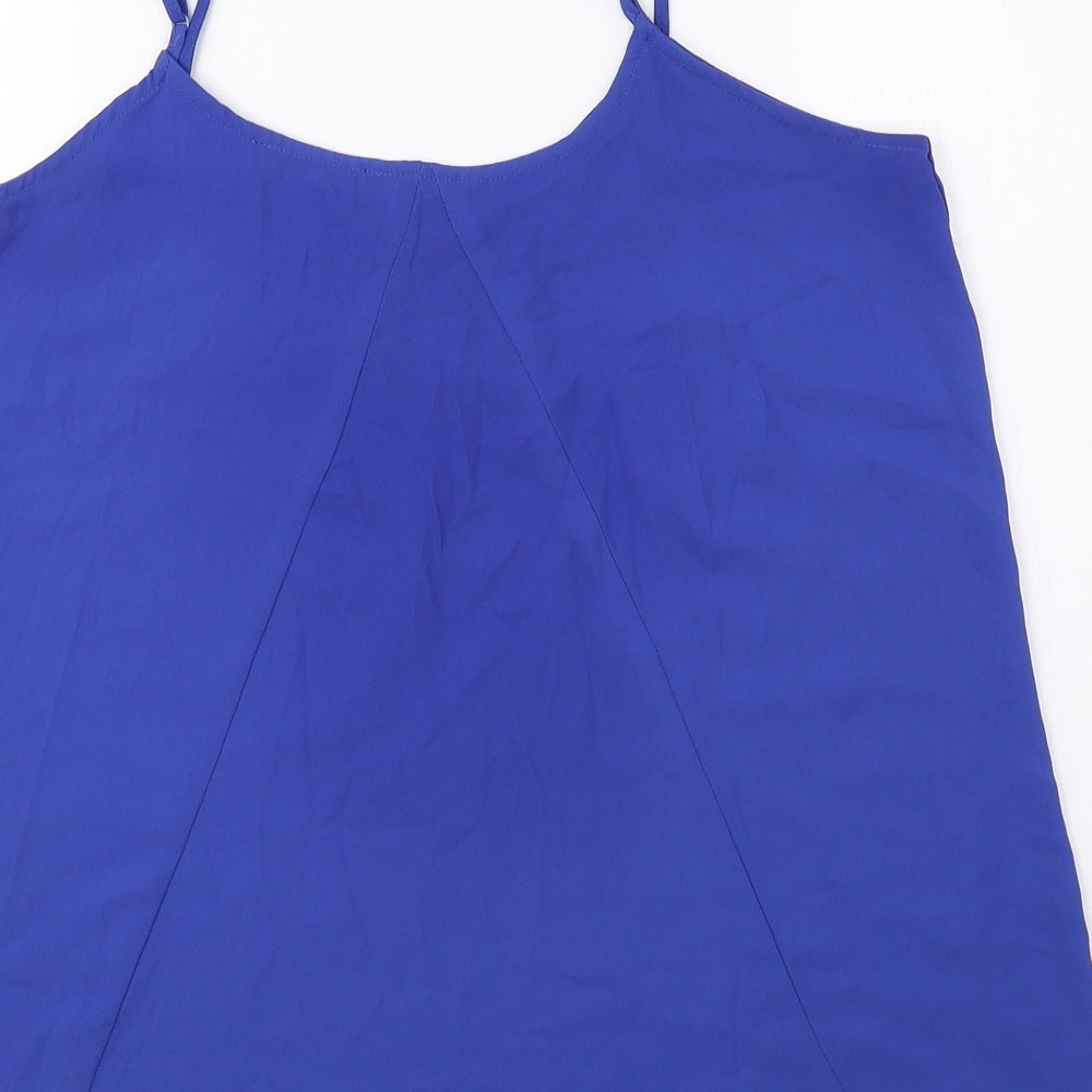 Oasis Womens Blue Polyester Basic Tank Size 10 Round Neck