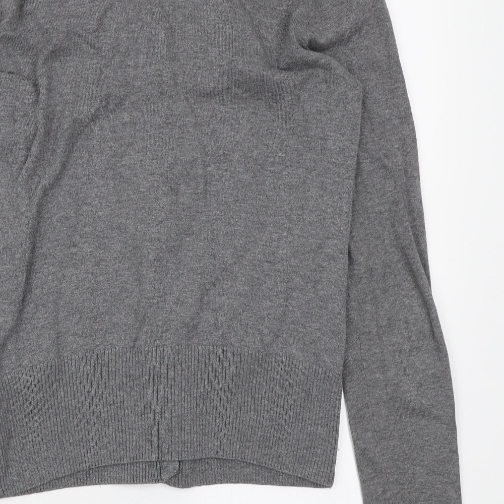 H&M Womens Grey V-Neck Acrylic Cardigan Jumper Size S