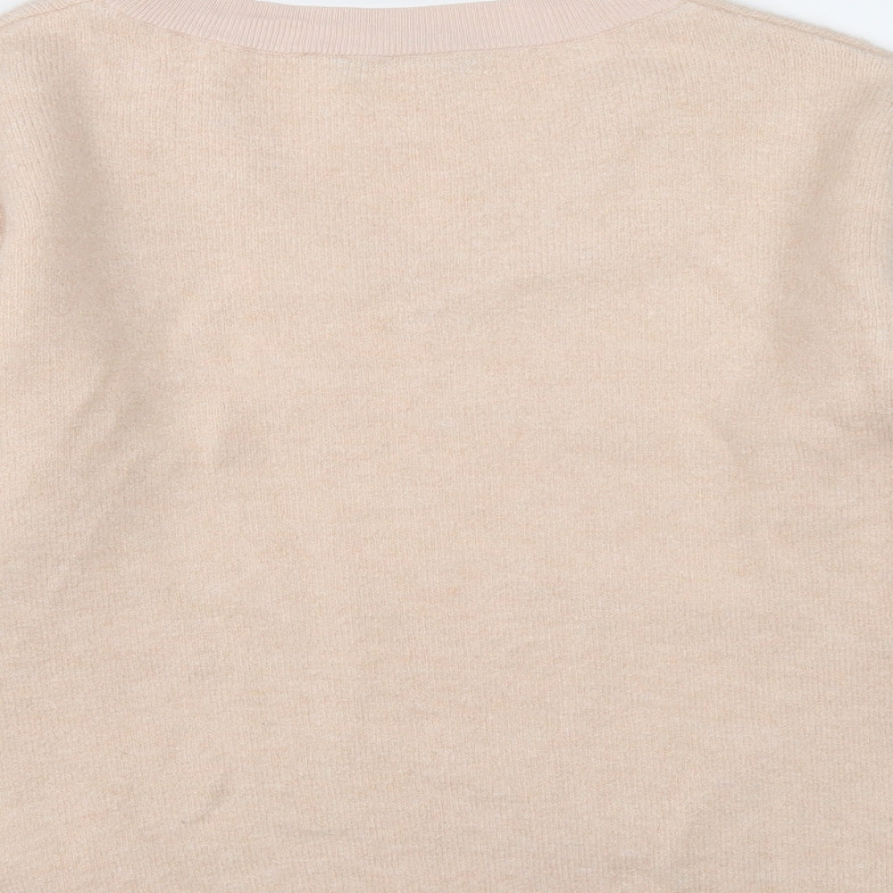 Marks & Spencer Womens Pink V-Neck Acrylic Pullover Jumper Size 8