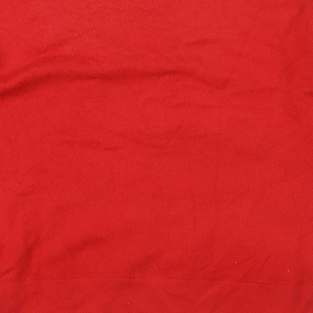 French Connection Womens Red Scoop Neck Acrylic Pullover Jumper Size S
