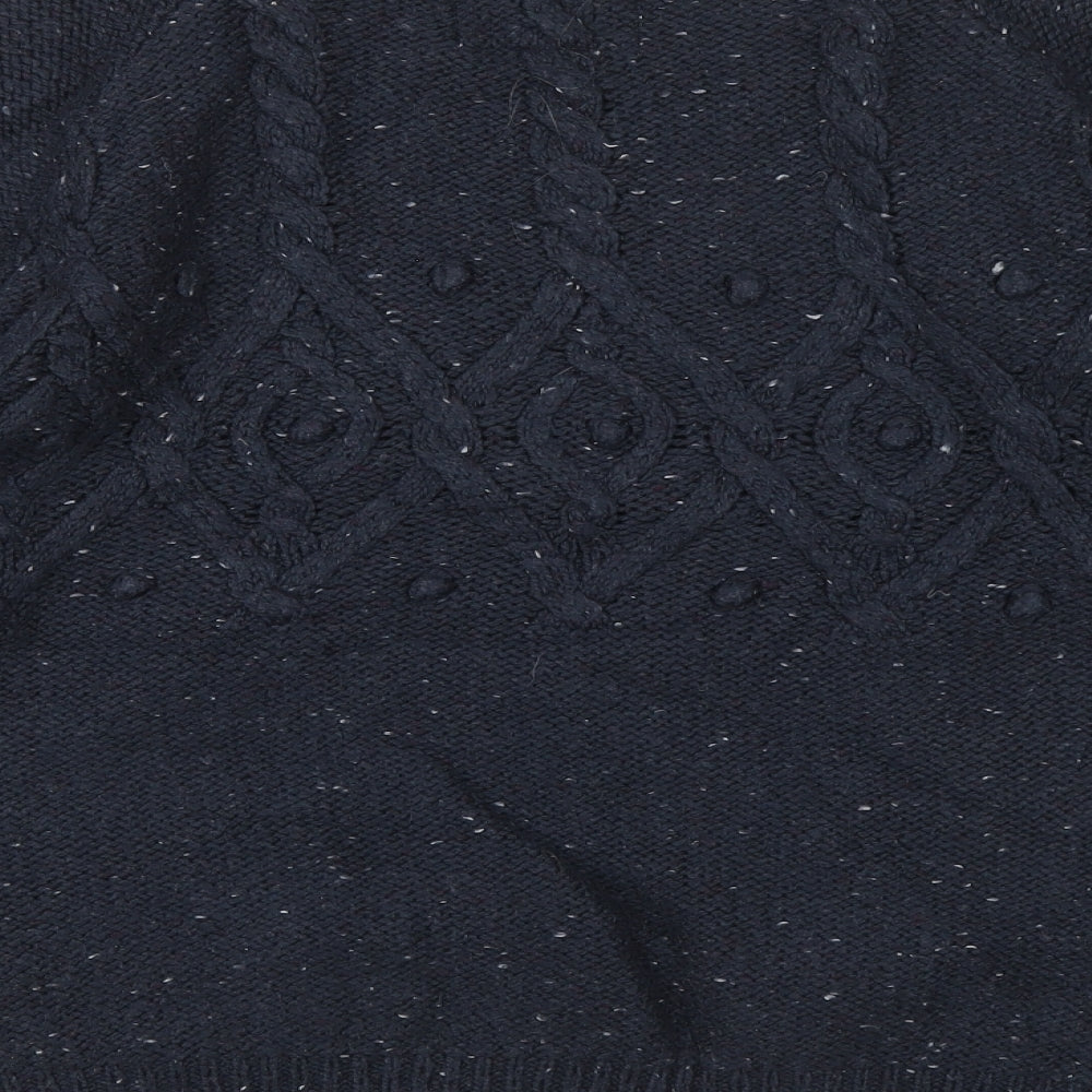 Papaya Womens Blue Boat Neck Acrylic Pullover Jumper Size 12 - Cable knit detail