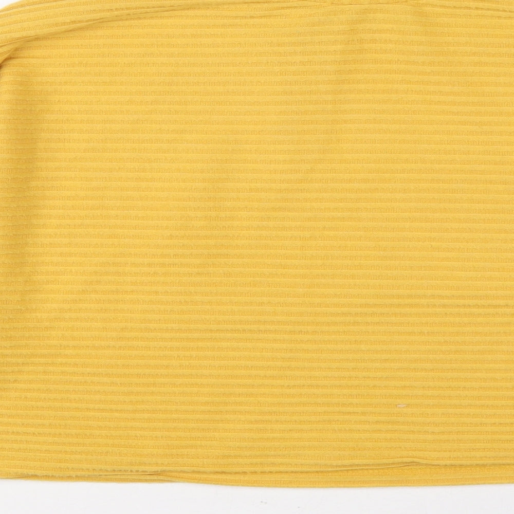 New Look Womens Yellow Roll Neck Polyester Pullover Jumper Size L - Ribbed fabric