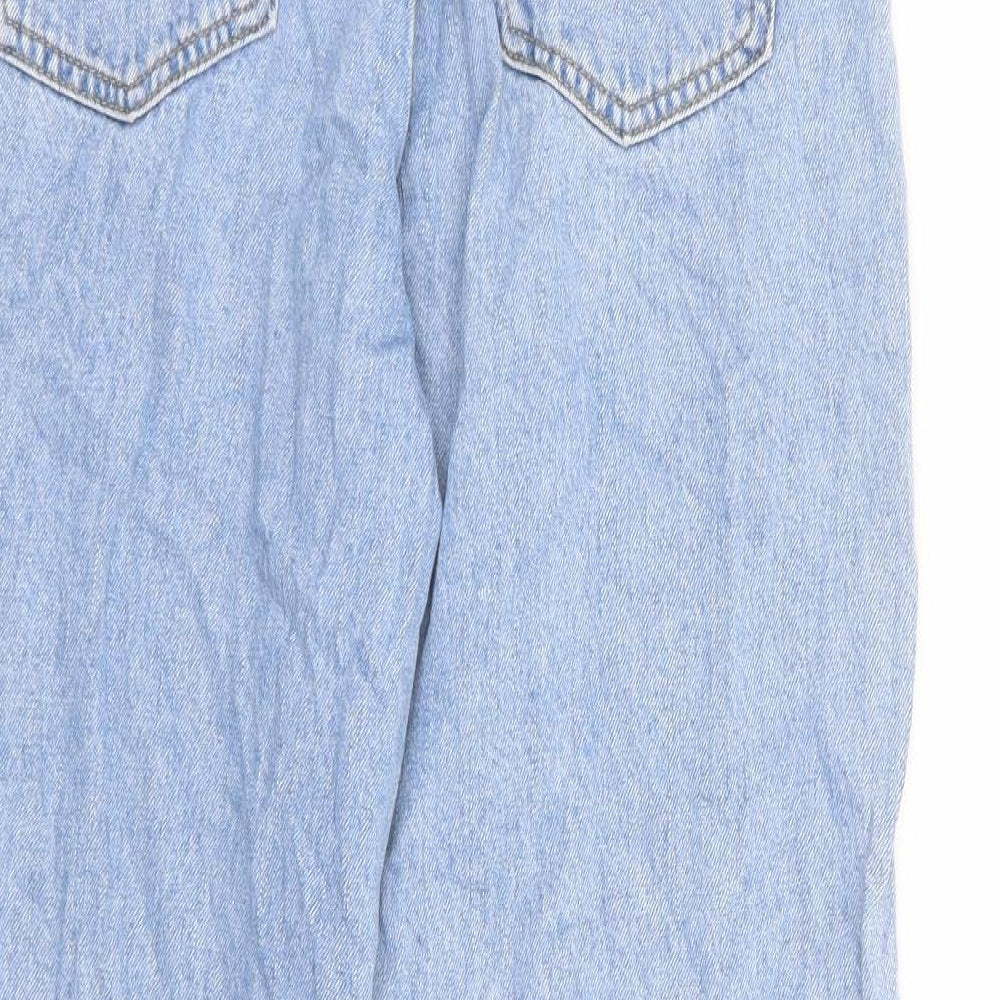 Preworn Womens Blue Cotton Cropped Jeans Size M L24 in Regular Zip - Distressed Hems