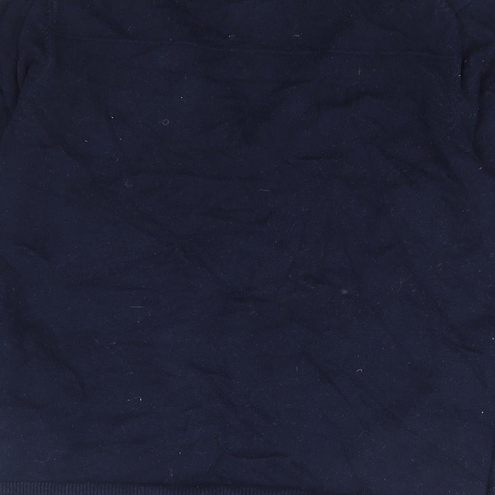 Zara Womens Blue V-Neck Cotton Cardigan Jumper Size 8