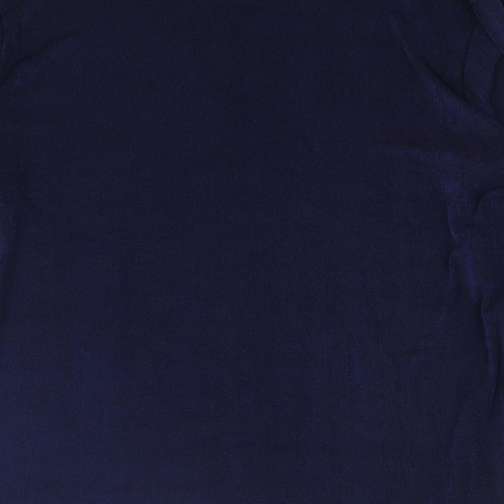 Dupont Womens Blue Polyester Basic Blouse Size M Boat Neck