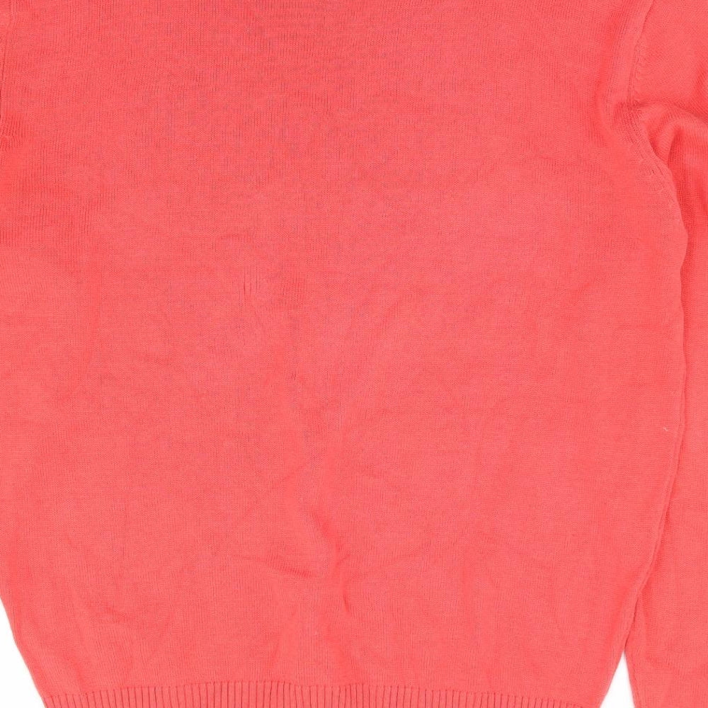 Zerimar Mens Pink V-Neck Ramie Pullover Jumper Size L
