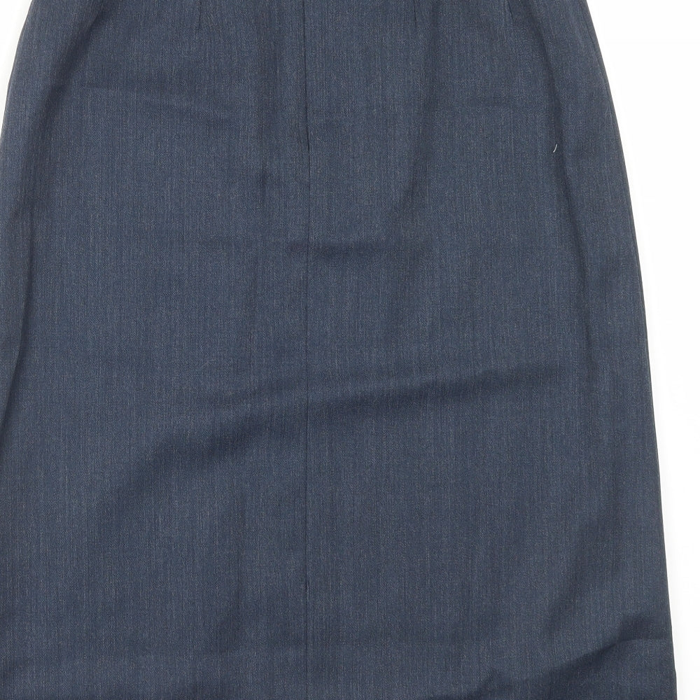 Preworn Womens Blue Wool A-Line Skirt Size 28 in Hook & Eye