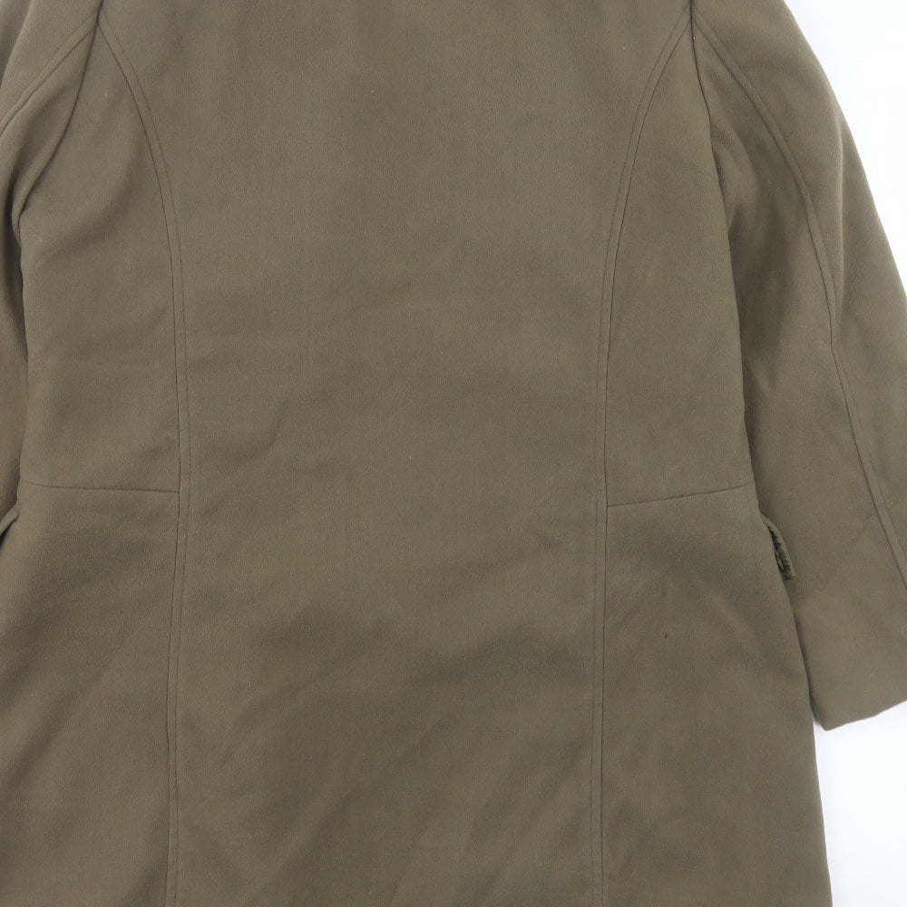 Simply Be Womens Green Overcoat Coat Size 16 Button