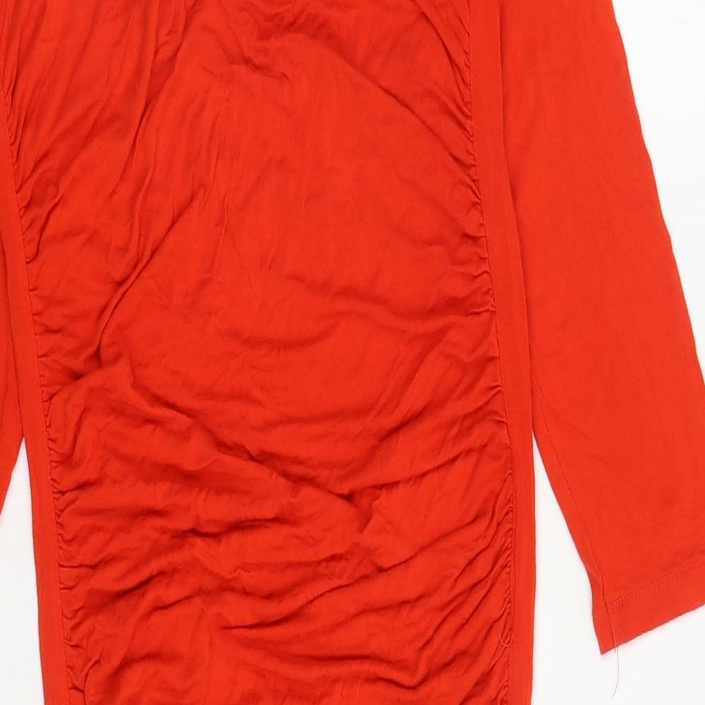 H&M Womens Red Viscose Bodycon Size M Boat Neck Pullover
