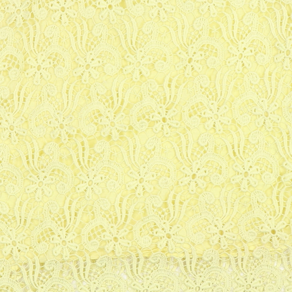 Zara Womens Yellow Floral Cotton A-Line Skirt Size S Zip