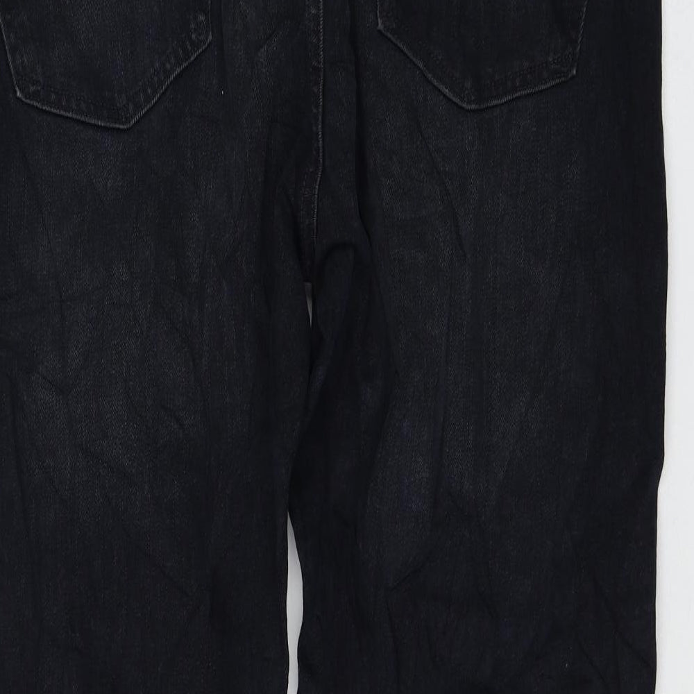 Marks & Spencer Womens Black Cotton Straight Jeans Size 40 in L29 in Regular Zip