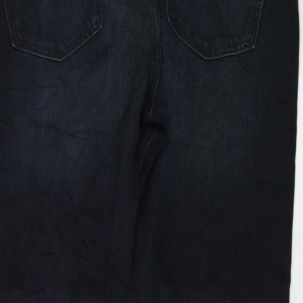 Marks & Spencer Womens Black Cotton Straight Jeans Size 40 in L29 in Regular Zip