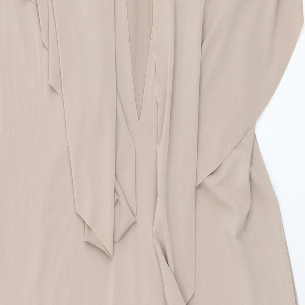 Lobe Womens Beige Polyester Sheath Size S Mock Neck Pullover