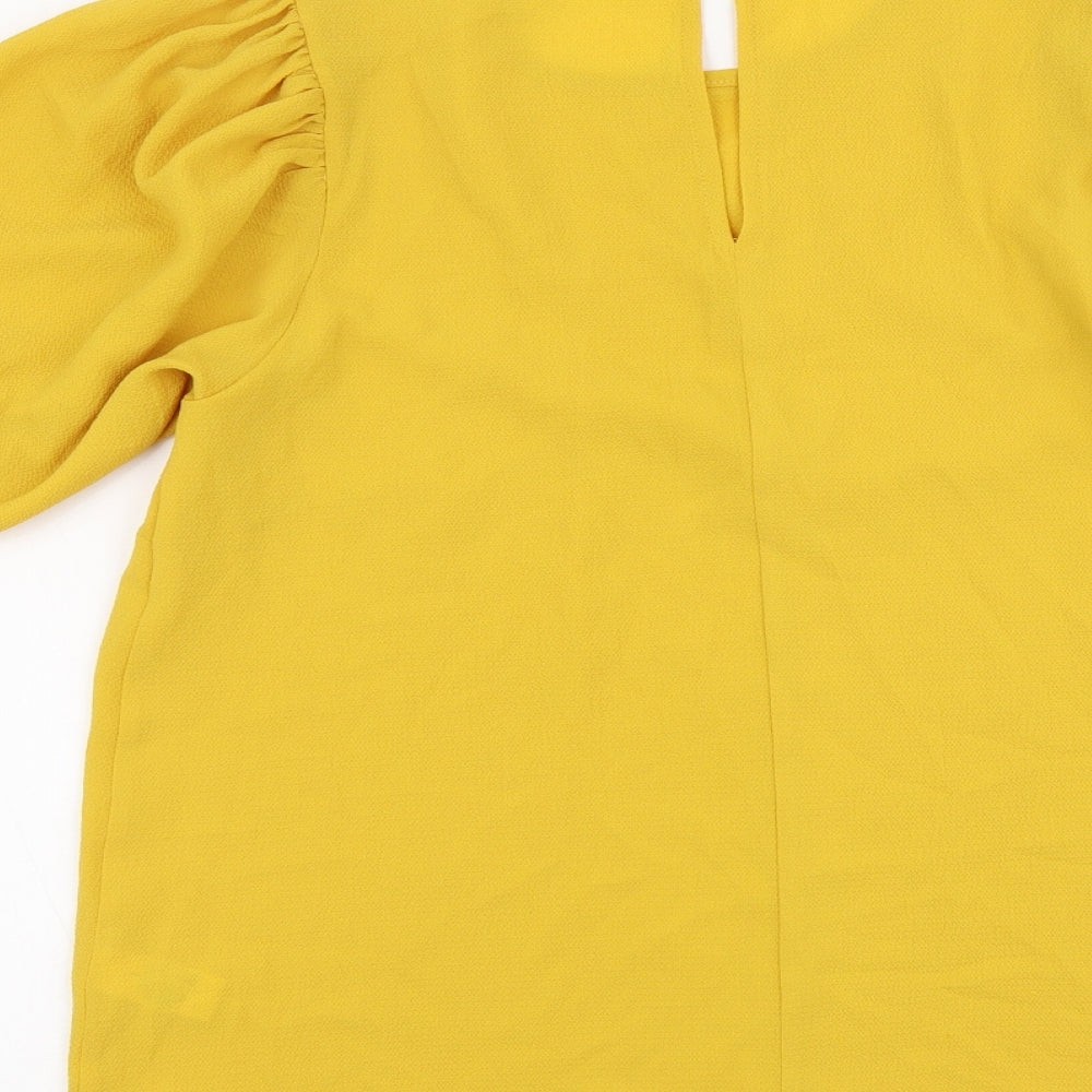 Selected Womens Yellow Polyester Basic Blouse Size 6 Round Neck