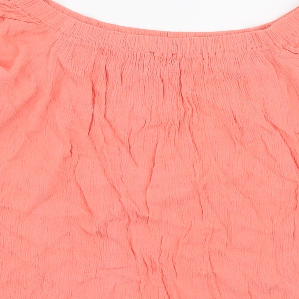 Atmosphere Womens Orange Viscose Basic Blouse Size 10 Off the Shoulder