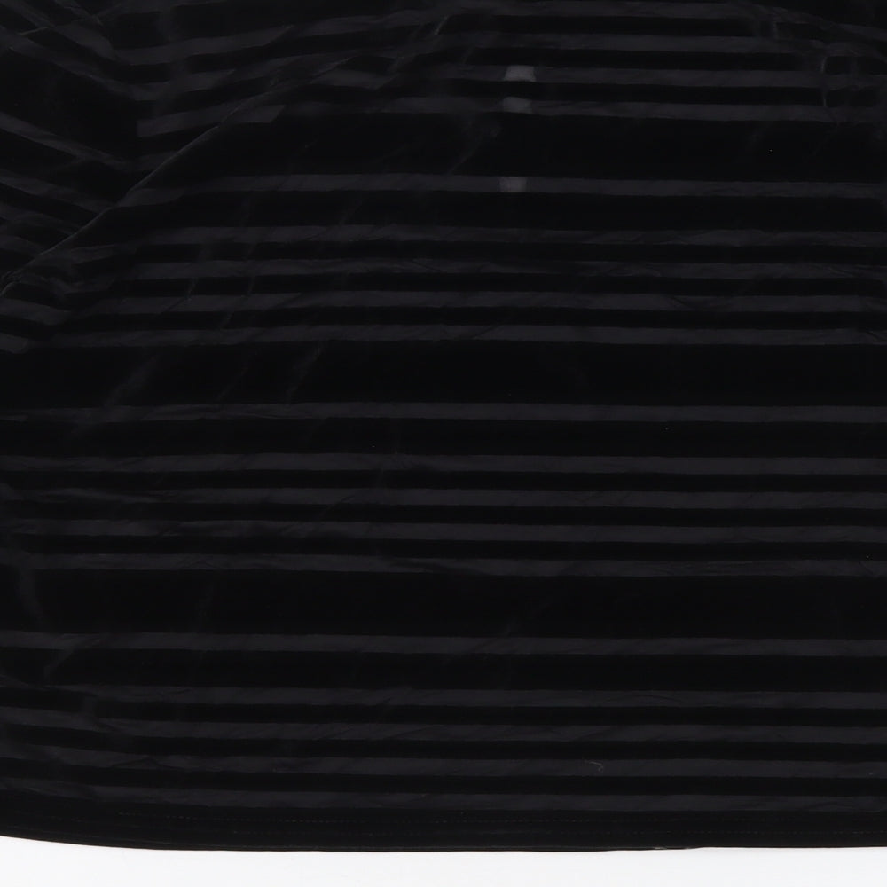 Cooperative Womens Black Striped Polyester Basic Blouse Size S Round Neck