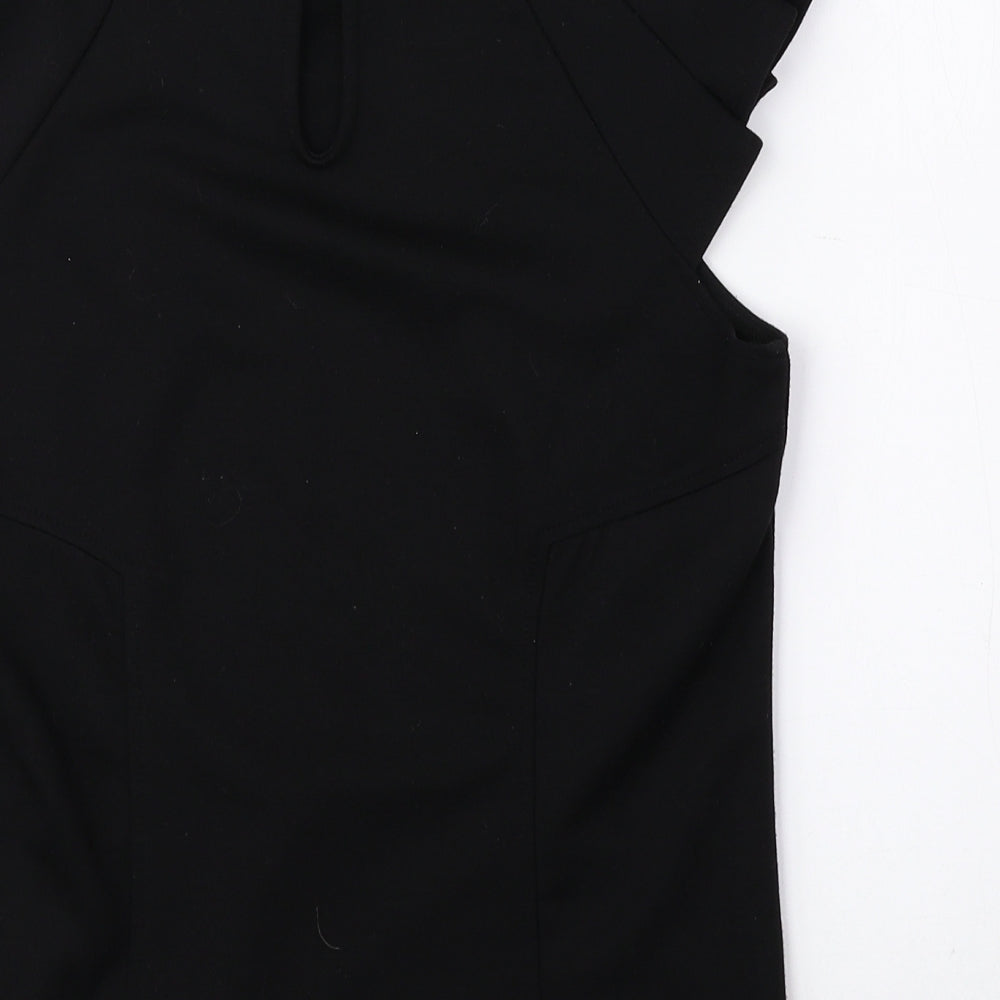 Love Label Womens Black Polyester Basic Blouse Size 12 Round Neck