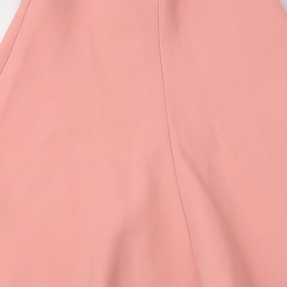 Zara Womens Pink Polyester Flare Skirt Zip