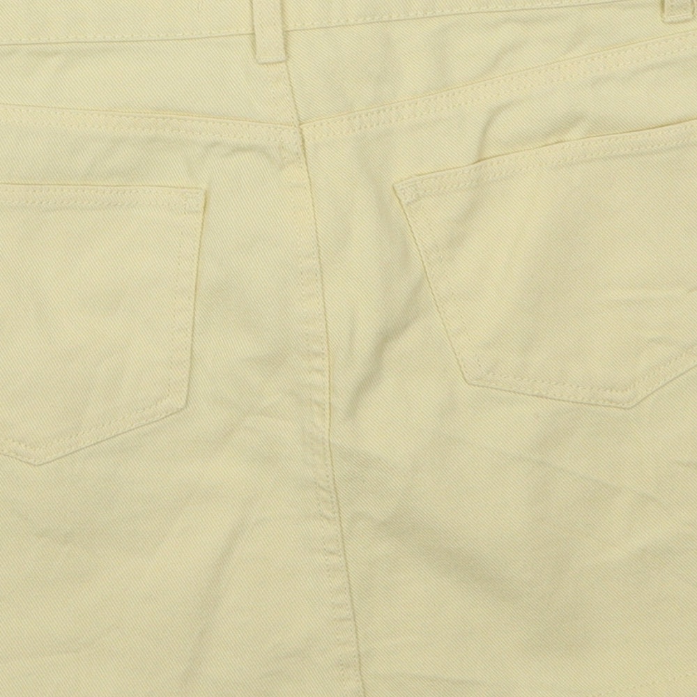 Denim & Co. Womens Yellow Cotton A-Line Skirt Size 12 Zip