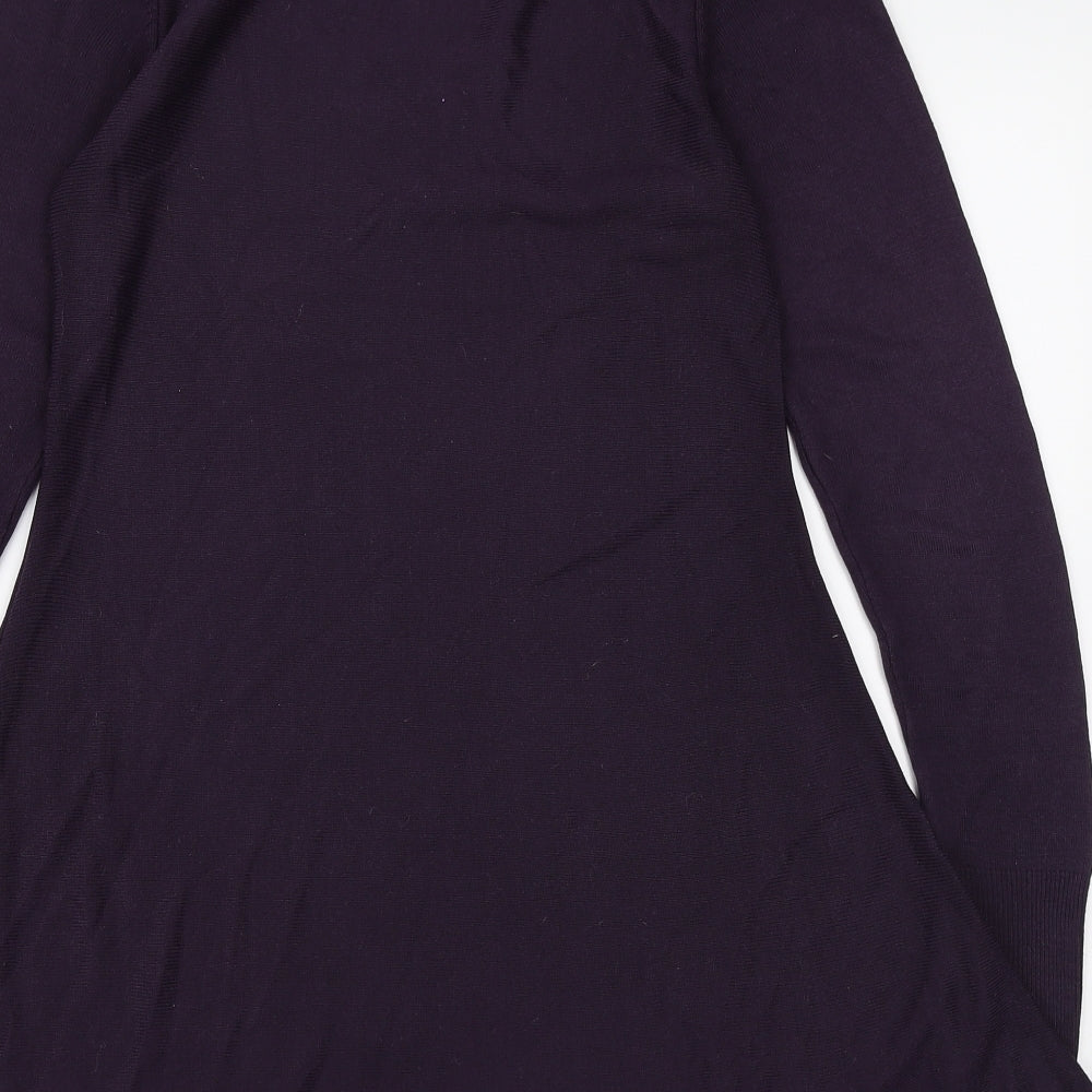 Marks & Spencer Womens Purple Acrylic Kaftan Size 8 Boat Neck Pullover