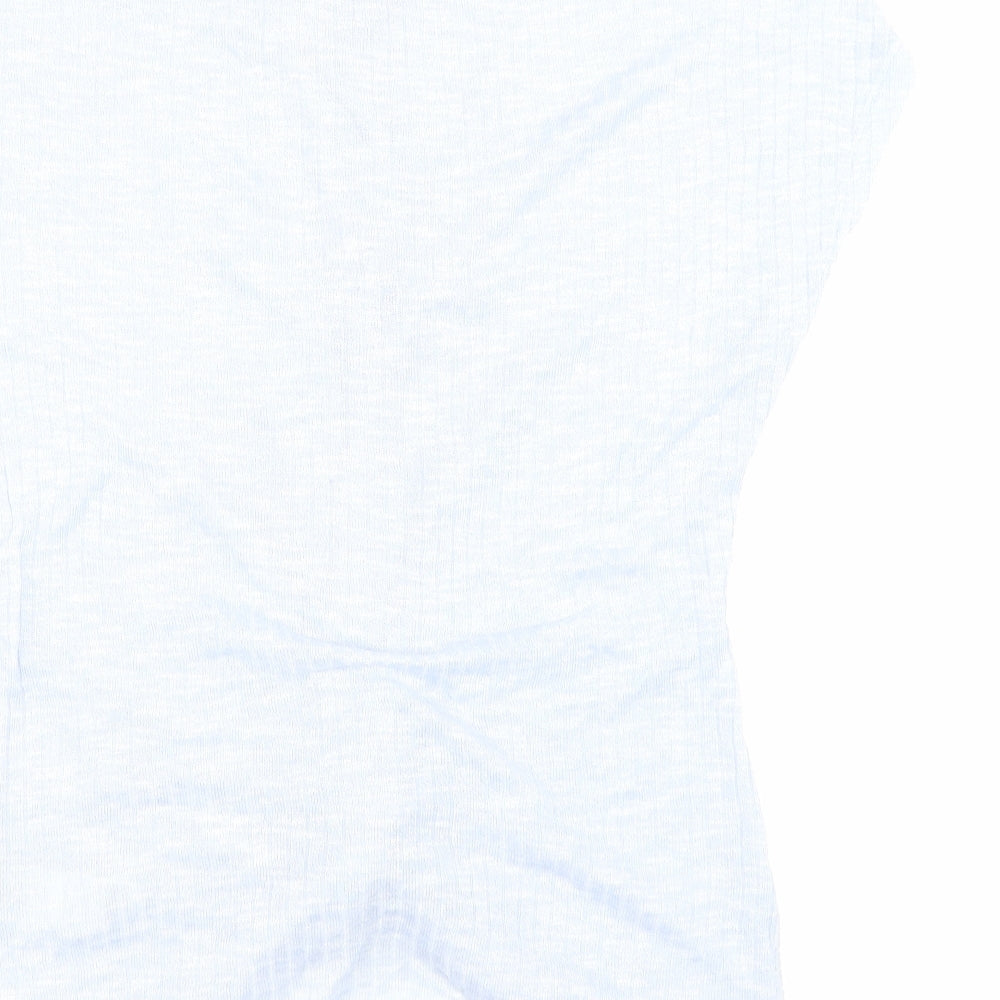 New Look Womens Blue Viscose Basic T-Shirt Size M Round Neck - Knot detail