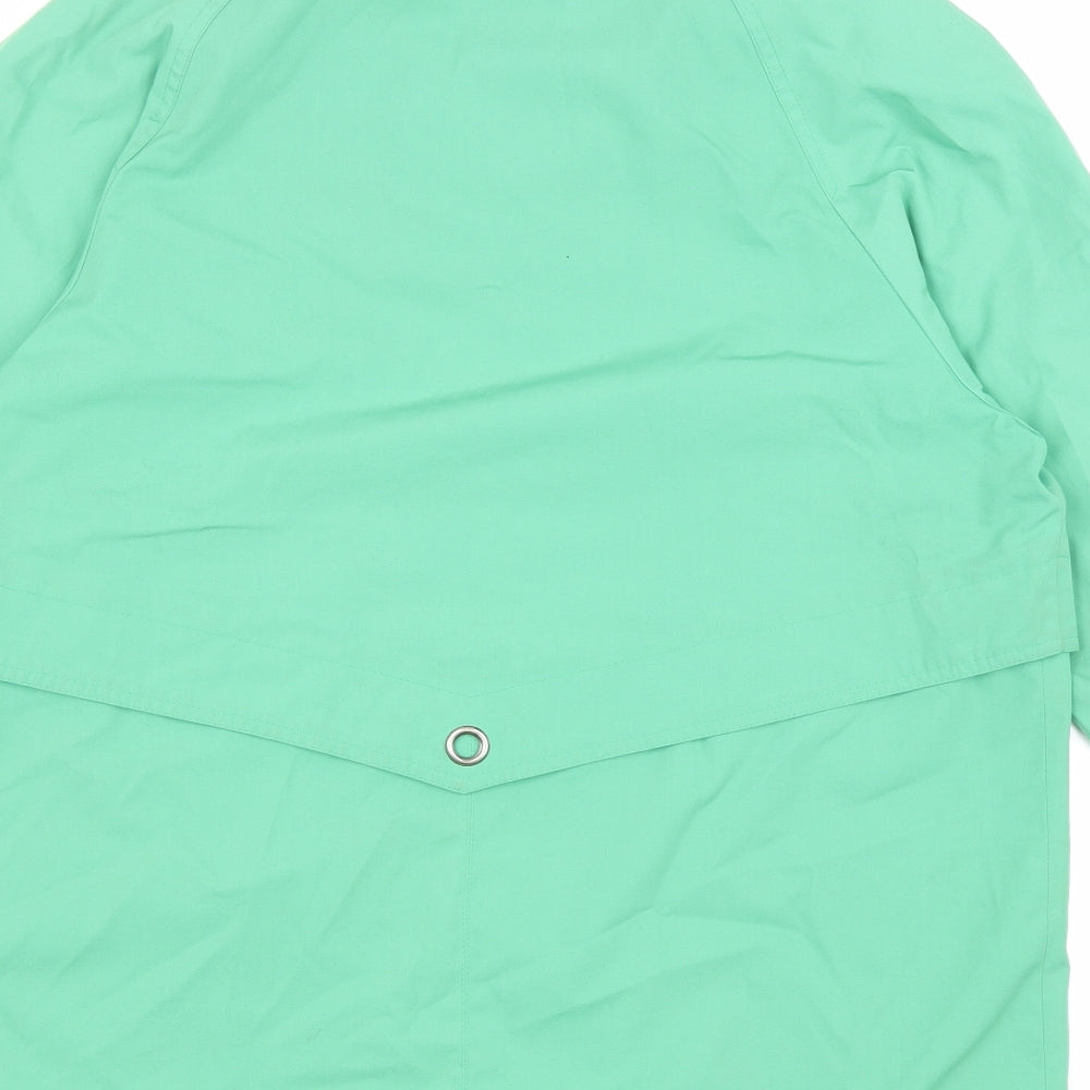 Telemac Mens Green Rain Coat Coat Size M Button
