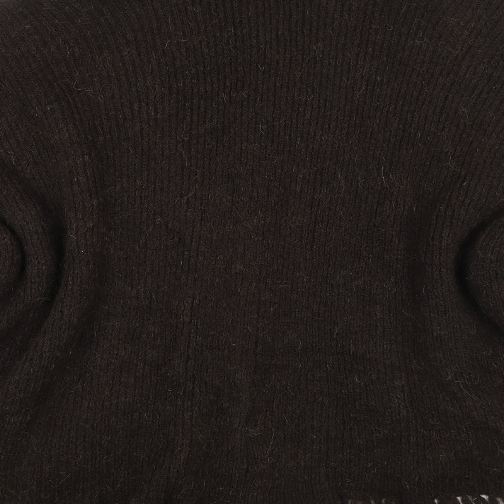 Klass Womens Brown V-Neck Acrylic Wrap Jumper One Size