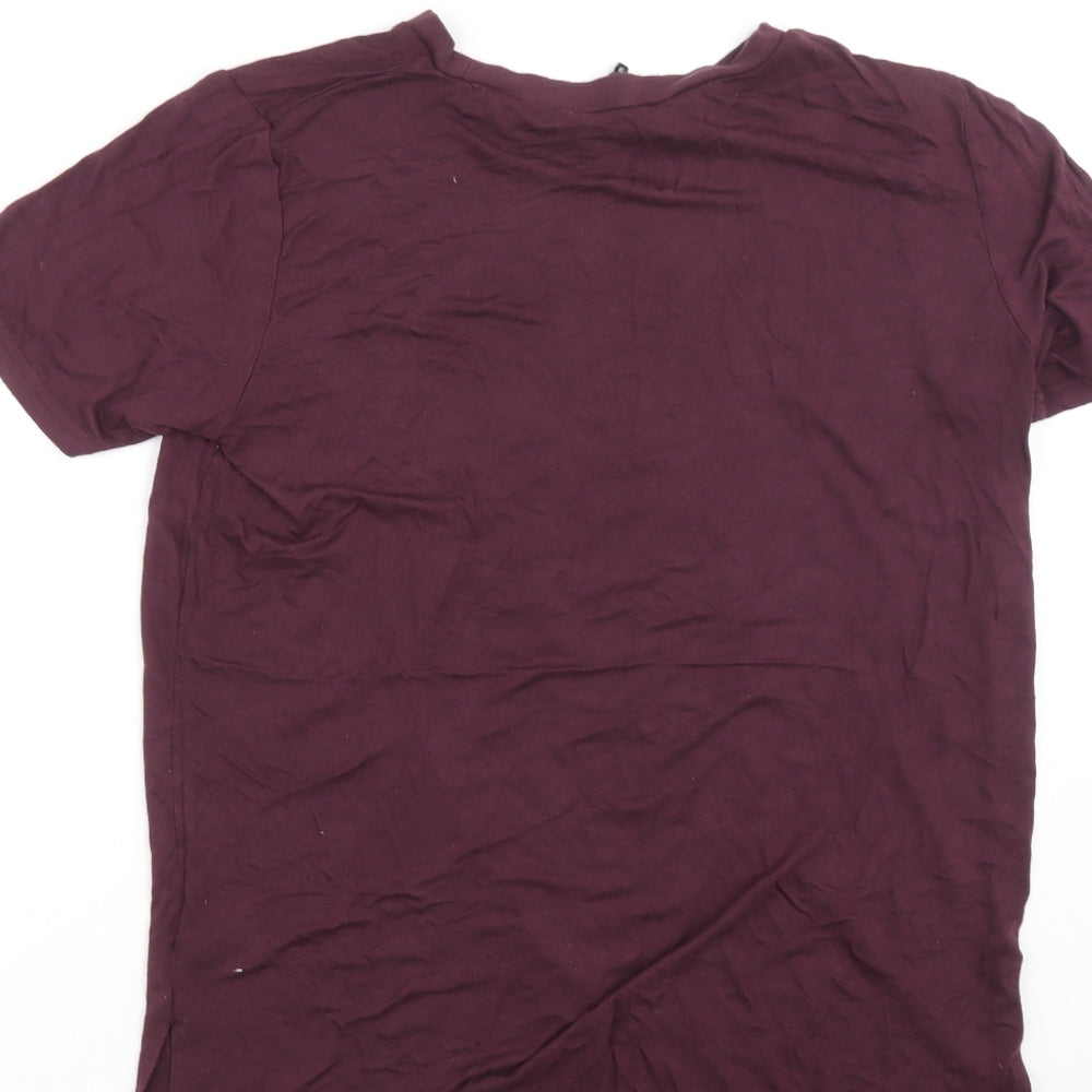 New Look Womens Purple Viscose Basic T-Shirt Size 14 Round Neck - New York City